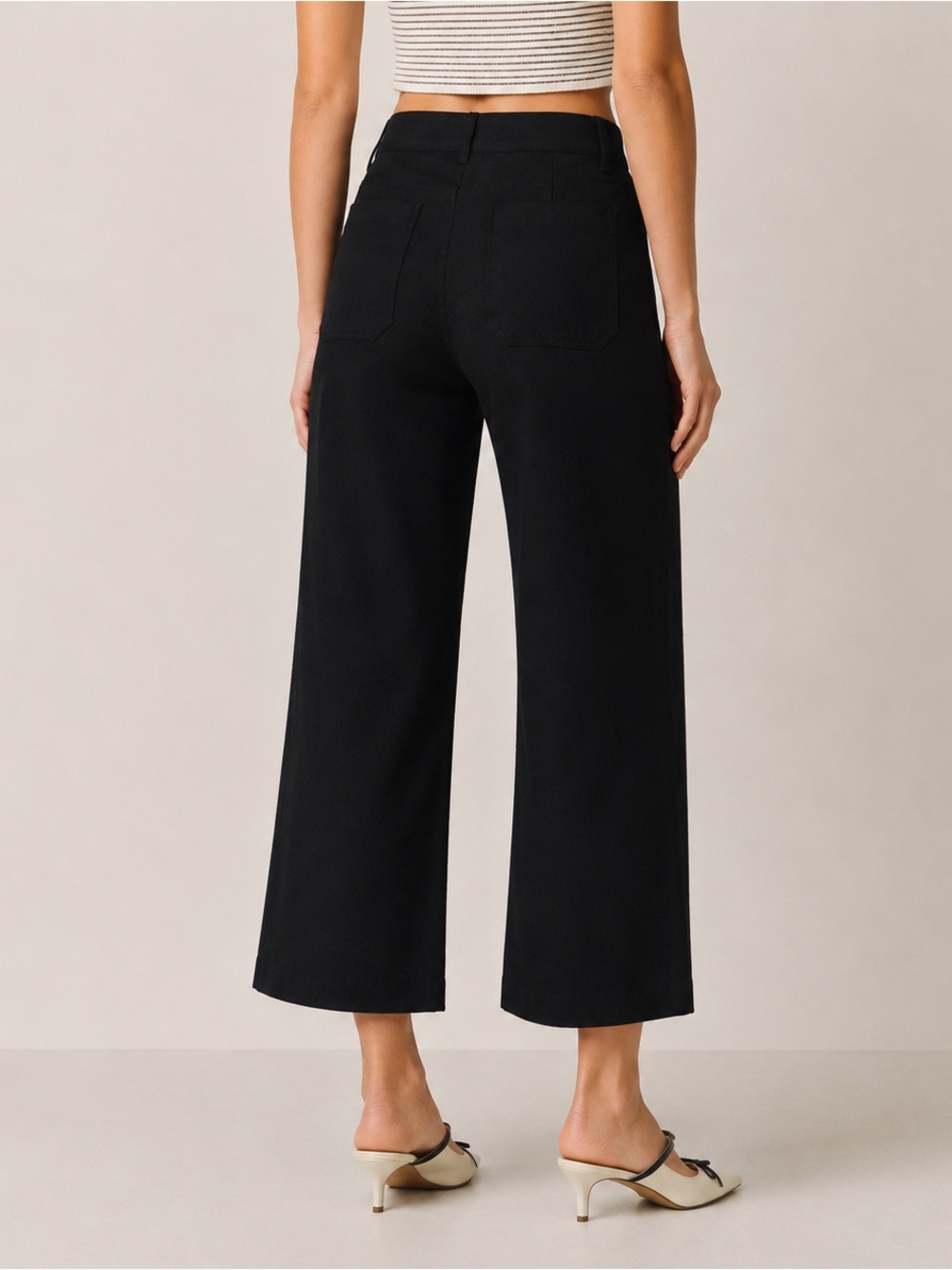 Maeve by Anthropologie The Colette High-Rise Wide-Leg Ankle Pants Black 28 - Picture 2 of 11
